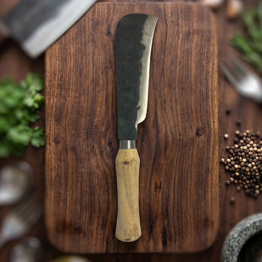 Multi-purpose high-carbon iron coconut cutting knife with wooden handle