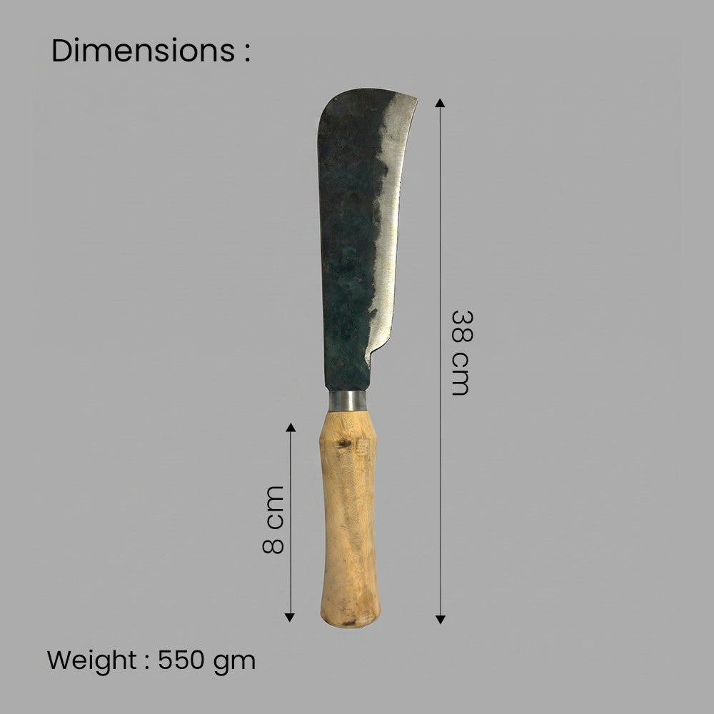 Multi-purpose high-carbon iron coconut cutting knife with wooden handle