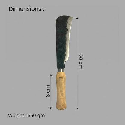 Multi-purpose high-carbon iron coconut cutting knife with wooden handle