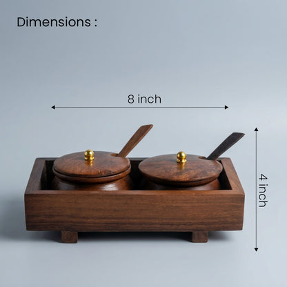 Elegant Two Jars Inside Tray with Serving Spoons