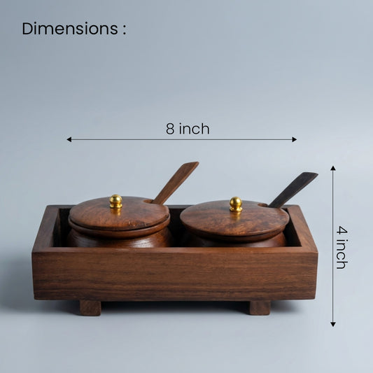 Elegant Two Jars Inside Tray with Serving Spoons