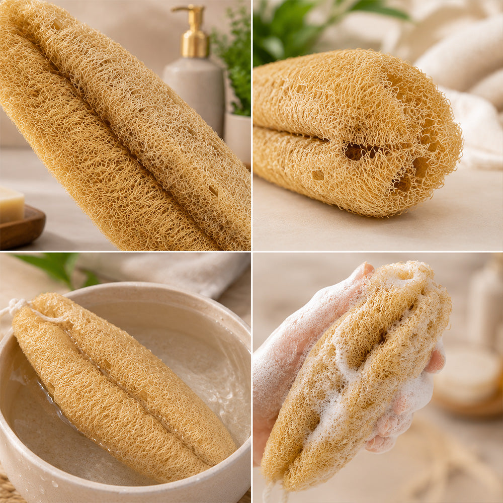 Natural Loofah Bath Scrub (Ridge Gourd Body Scrubber Oval Shape) Pack of 2