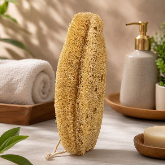 Natural Loofah Bath Scrub (Ridge Gourd Body Scrubber Oval Shape) Pack of 2
