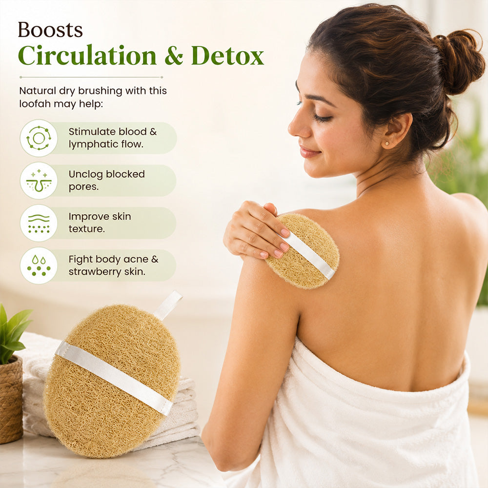 Natural Loofah Bath Scrub (Ridge Gourd Body Scrubber Round Shape) Pack of 2