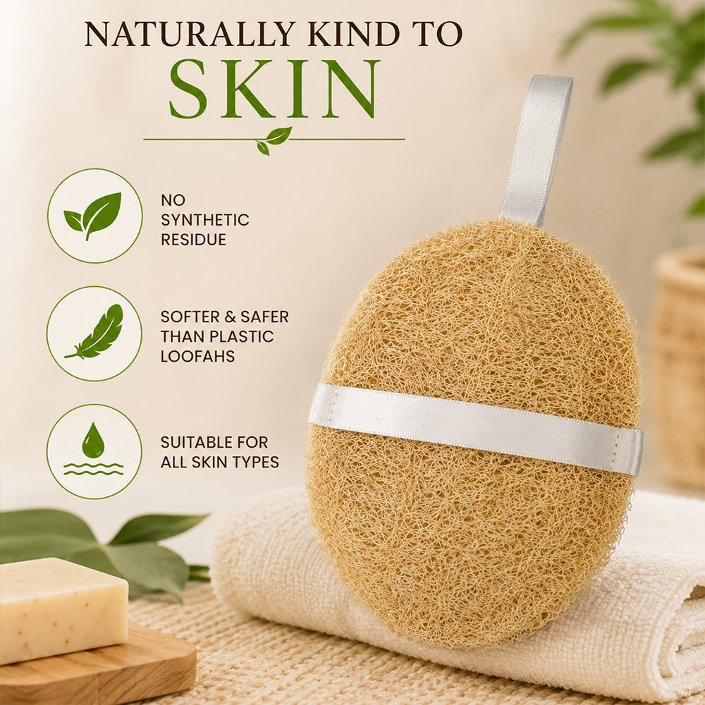 Natural Loofah Bath Scrub (Ridge Gourd Body Scrubber Round Shape) Pack of 2