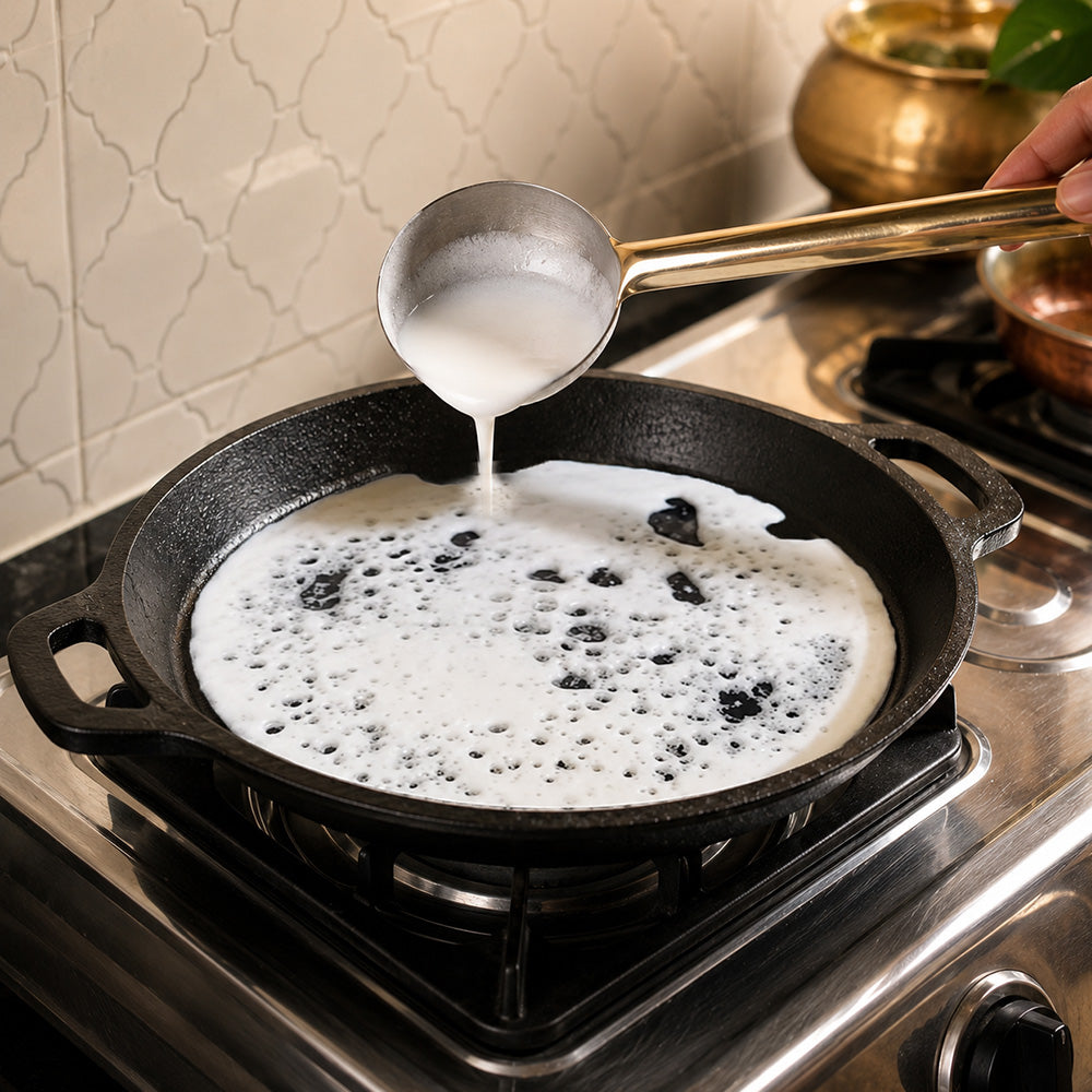 Pre-Seasoned Cast Iron Neer Dosa Pan 10 Inch