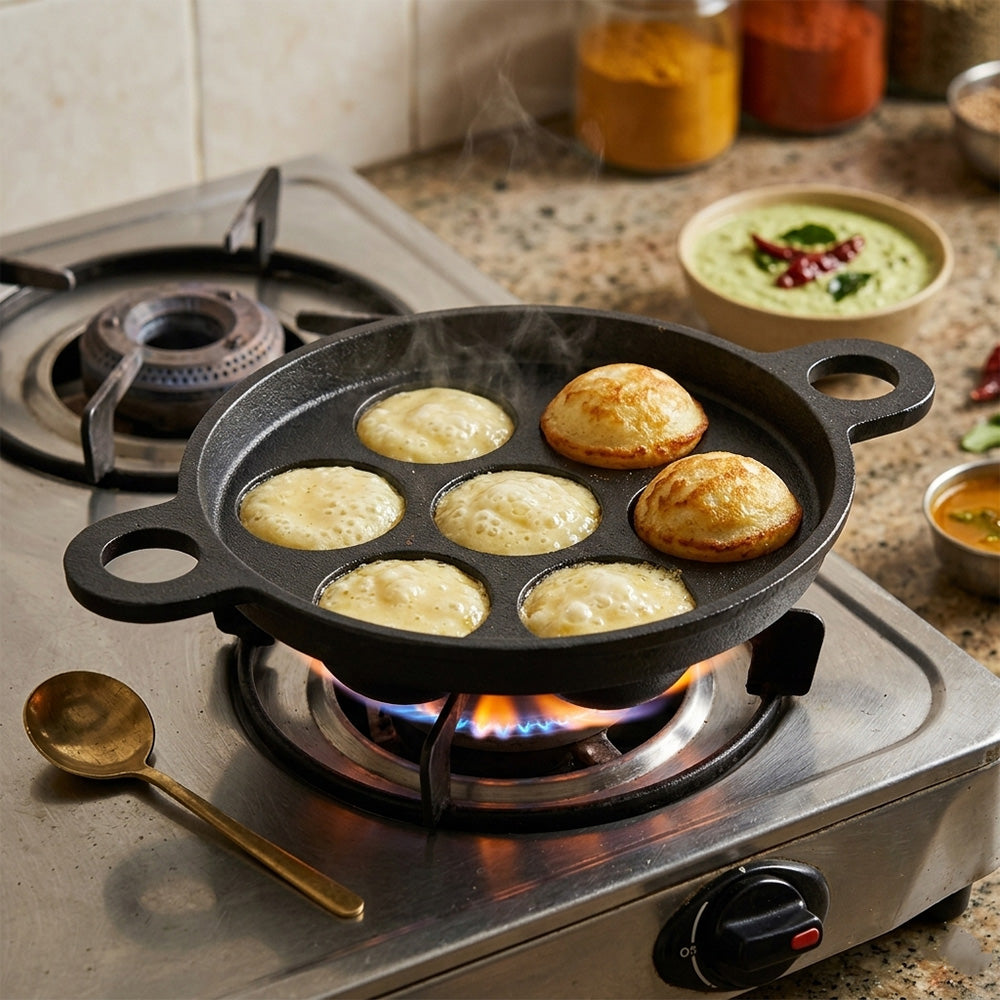 Cast Iron Paddu / Unniyappam / Paniyaram 7 Cavity Pan