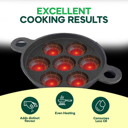 Cast Iron Paddu / Unniyappam / Paniyaram 7 Cavity Pan