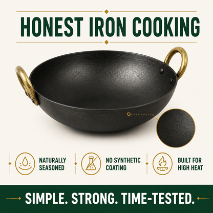 Pure Sheet Iron Kadai – Seasoned & Toxin-Free 2.8 Liters ( Medium )