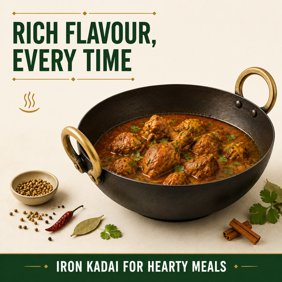 Pure Sheet Iron Kadai – Seasoned & Toxin-Free 2.8 Liters ( Medium )