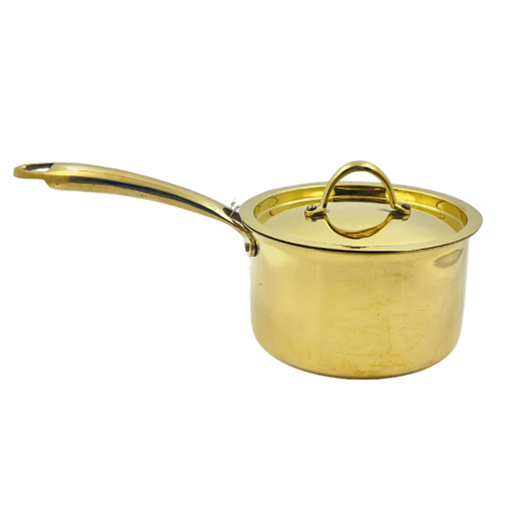 Pure Brass Sauce Pan with Lid & Handle (Tin Lining Inside)