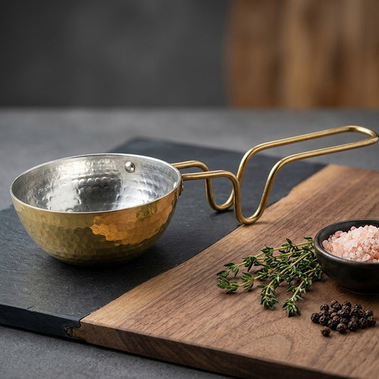 Brass Hammered Tadka Pan with Tin Coating