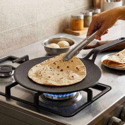 Pre-Seasoned Cast Iron Roti Tawa (26 cm) with Dual Handles