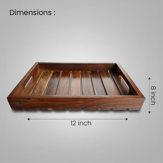 Brown Sheesham Wood Tray – The Wooden Chronicles Collection
