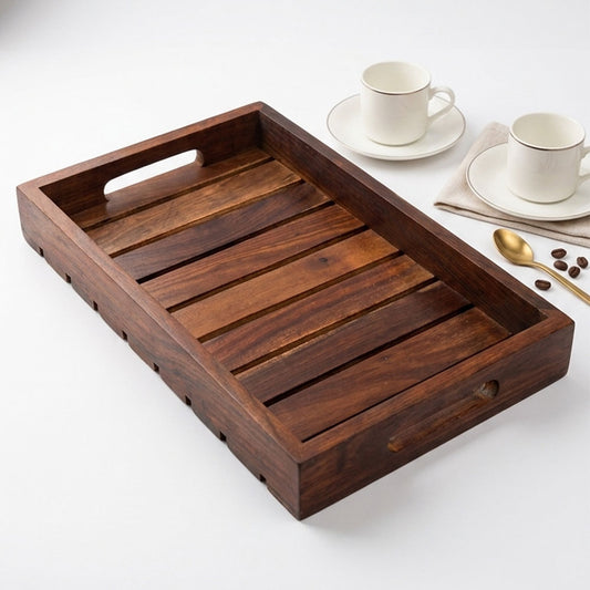 Brown Sheesham Wood Tray – The Wooden Chronicles Collection