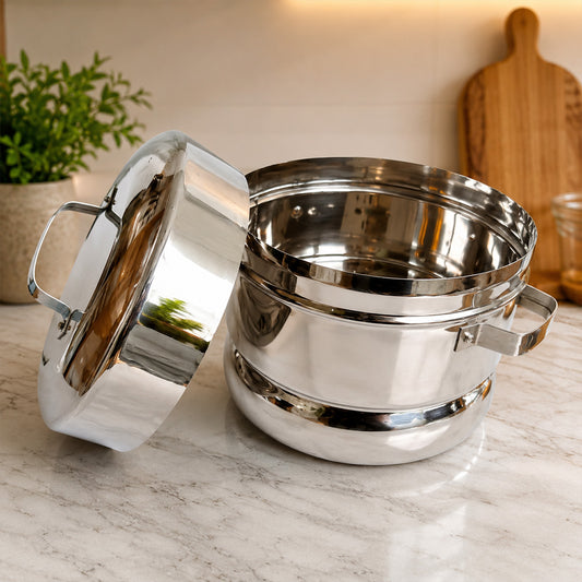 Traditional Idli / Pundi Cooker (Thondur) – Stainless Steel | 25 Cups Capacity (Without Cups)