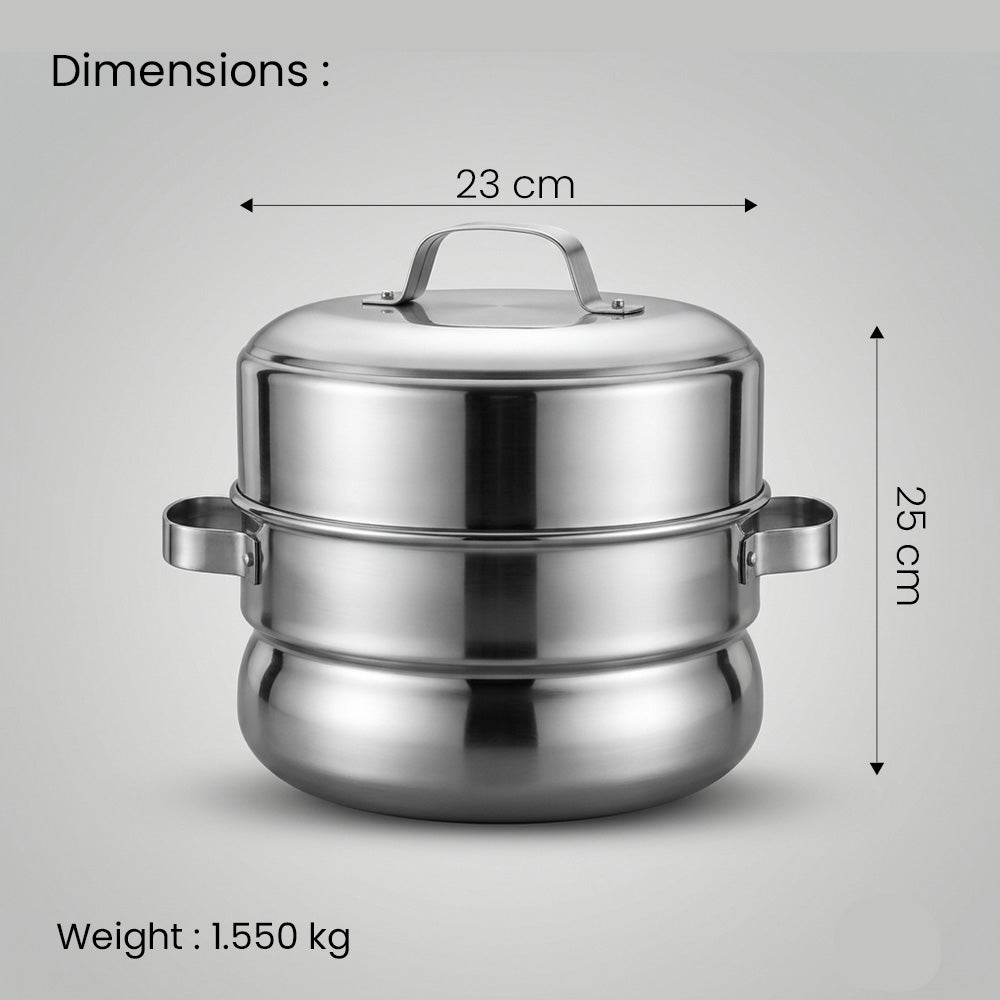 Traditional Idli / Pundi Cooker (Thondur) – Stainless Steel | 25 Cups Capacity (With Cups)