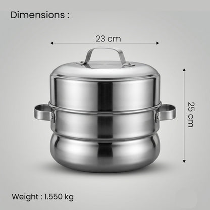 Traditional Idli / Pundi Cooker (Thondur) – Stainless Steel | 25 Cups Capacity (With Cups)