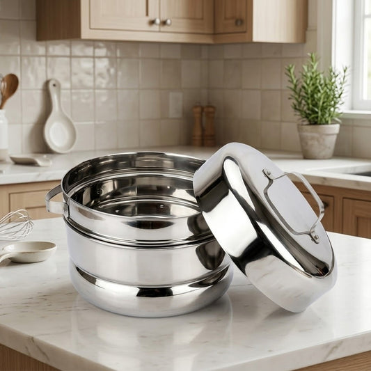 Traditional Idli / Pundi Cooker (Thondur) – Stainless Steel | 15 Cups Capacity (Without Cups)