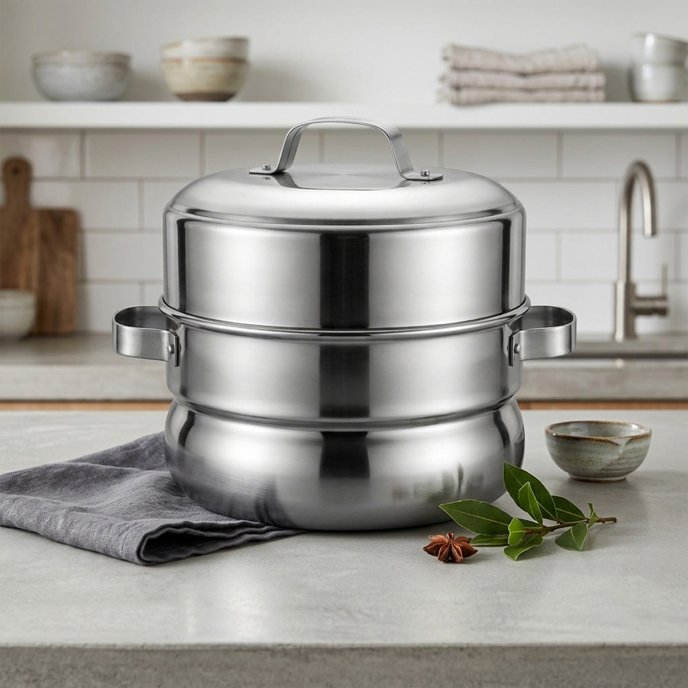 Traditional Idli / Pundi Cooker (Thondur) – Stainless Steel | 25 Cups Capacity (With Cups)