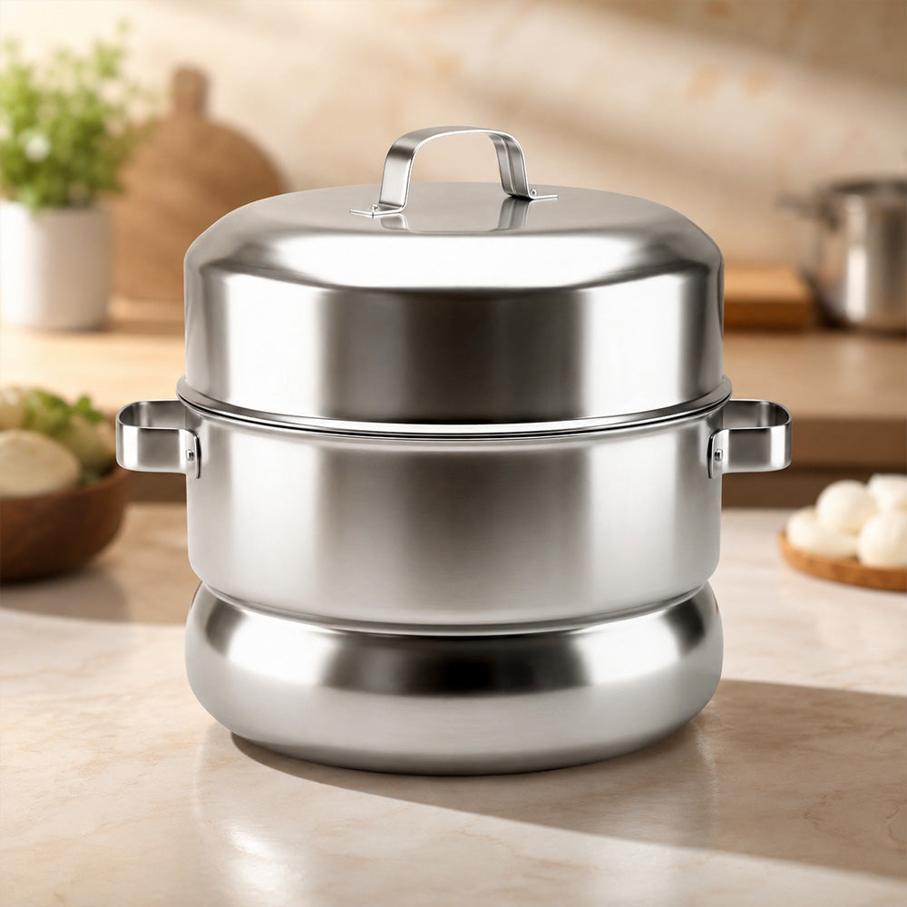Traditional Idli / Pundi Cooker (Thondur) – Stainless Steel | 25 Cups Capacity (Without Cups)