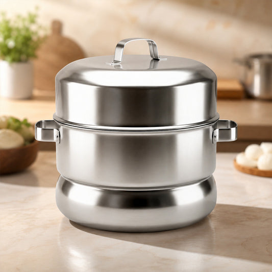 Traditional Idli / Pundi Cooker (Thondur) – Stainless Steel | 25 Cups Capacity (Without Cups)