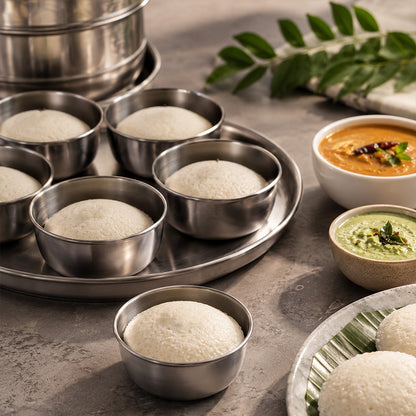 Traditional Idli / Pundi Cooker (Thondur) – Stainless Steel | 25 Cups Capacity (With Cups)