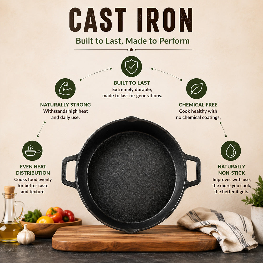 Pre-Seasoned Cast Iron Skillet 11 Inch