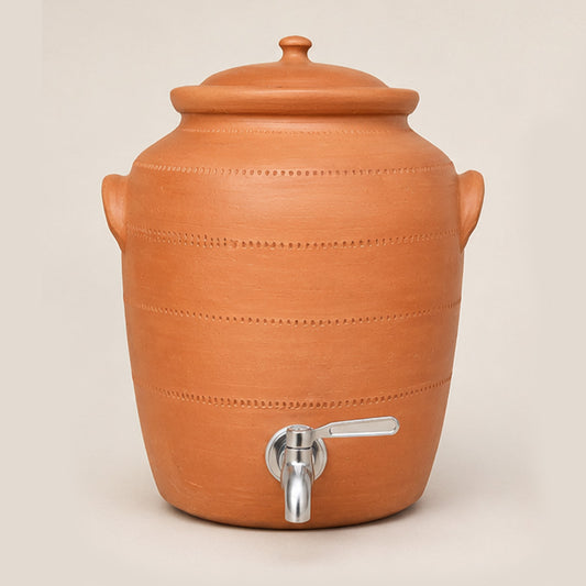 Handmade Clay Water Pot with Brass Tap– 11 Litres