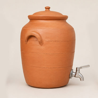 Handmade Clay Water Pot with Brass Tap– 11 Litres