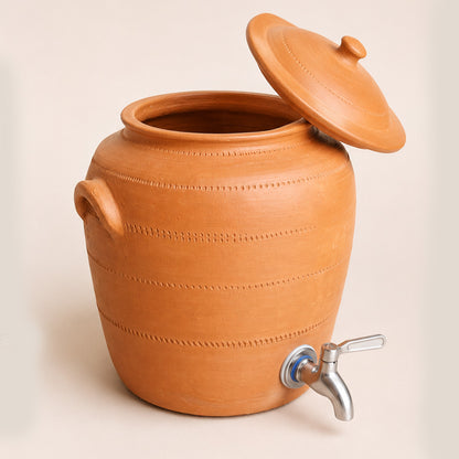 Handmade Clay Water Pot with Brass Tap– 11 Litres